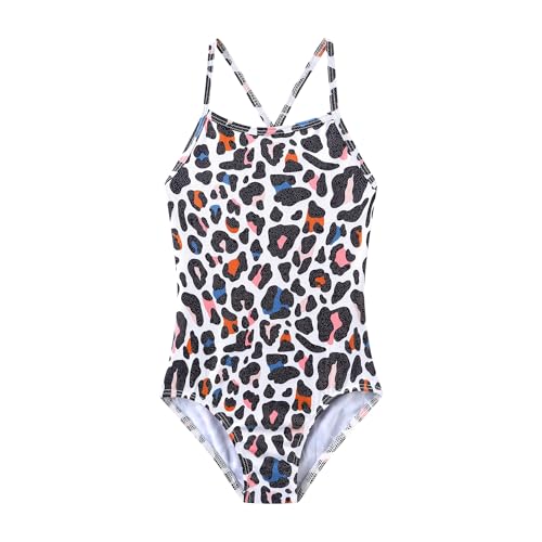 Image of iLover Girls Sparkle One Piece Swimsuits Crossback Swimwear Beach Bathing Suit with Adjustable Strap 4-10 Years