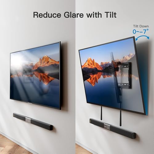 Image of Pipishell Tilt TV Wall Mount Bracket Low Profile for Most 37-90 Inch LED LCD OLED Plasma Flat Curved TVs, Large Tilting Mount Fits 16 inch-24 inch Wood Studs Max VESA 600x400mm Holds up to 132lbs