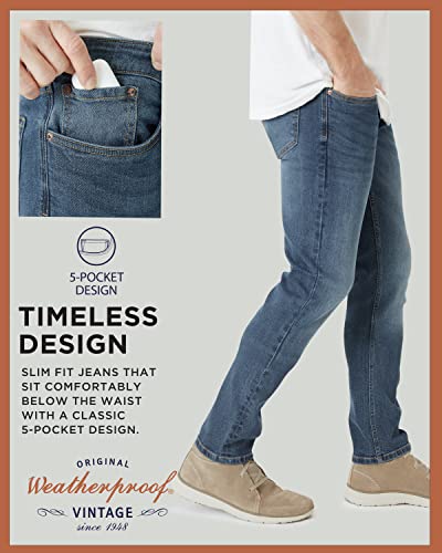 Weatherproof Vintage Men's Jeans | Super-Soft Denim Jeans | Stretch Jeans For Men | Blue & Black Jeans For Men | Slim Fit Jeans | Dark Blue Jeans For Men | Size 30W X 30L #TOP3