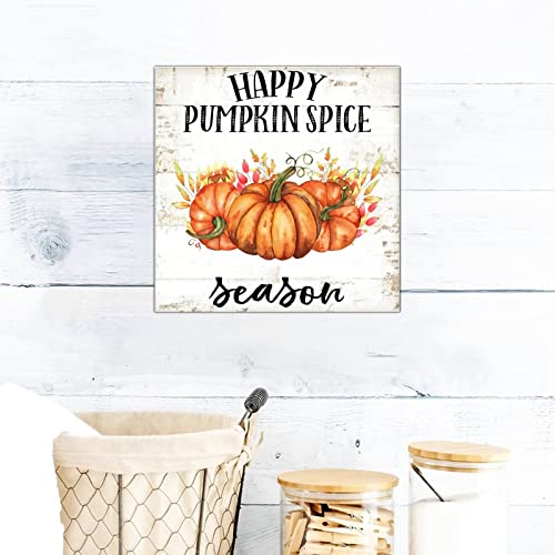 Panneau en bois Happy Pumpkin décoration murale rustique feuilles d'érable