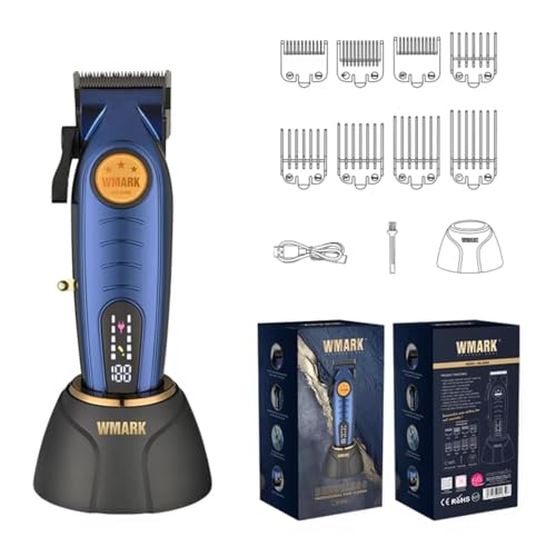 Image of WMARK NG-8060 Premium Metal Body Hair Clipper 10000H+ Brushless Motor(Bldc) Powder Metallurgy 440C Stainless Steel Fade Blade 7800 Rpm Motor 2500 Mah Battery 5 Adjustable Taper 8 Guide Comb, Model 29