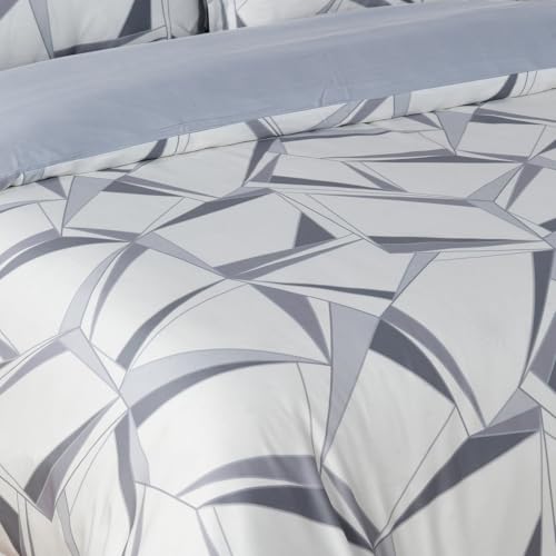 Majestic Giftware Madison Linen 6-Piece Queen Size Duvet Bedding Set (BL500-Q-2) | Tokyo Comfort - Ash 300 Thread Count Cotton Sateen | 1 Fitted Sheet, 1 Duvet, 4 Pillowcases | Soft & Luxurious