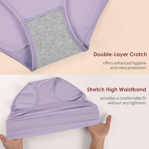 Image of Womens Underwear Full Coverage Panties for Ladies Soft Breathable Cotton Briefs High Waisted Hipster