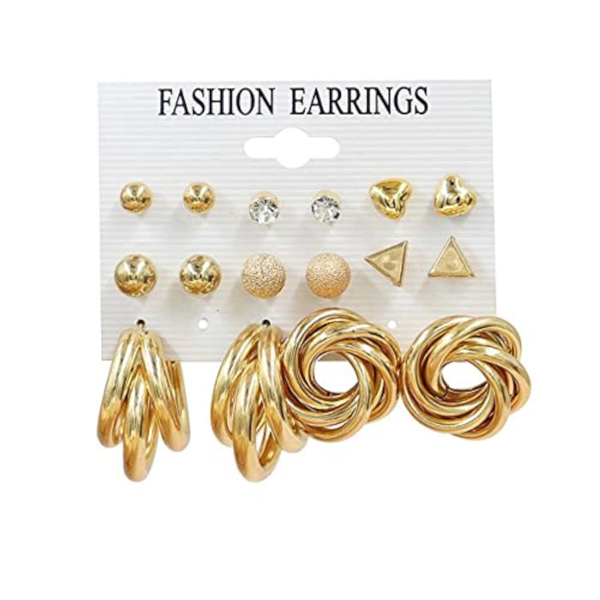 Plated Studs and Hoop Earrings Set of 8