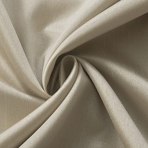 Image of GYROHOME Extra Long Curtains 120 Inch Long for Loft,Faux Silk Room-Darkening Blackout Curtains (Beige Liner) Fully Lined Solid Window Treatment Drapes (2Panel,52x120inch,Light Glod)