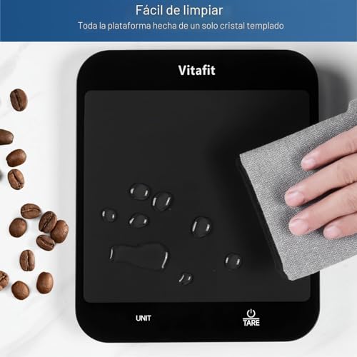 Miniatura 5 de Vitafit 15kg Bascula Cocina, Alta Precisión 1g Por Nuestra Fábrica Profesional Desde 2001, Balanza Cocina Digital Para Cocinar Y Hornear, Plataforma Grande 215x180mm, 3 Pilas Aaa, Negro