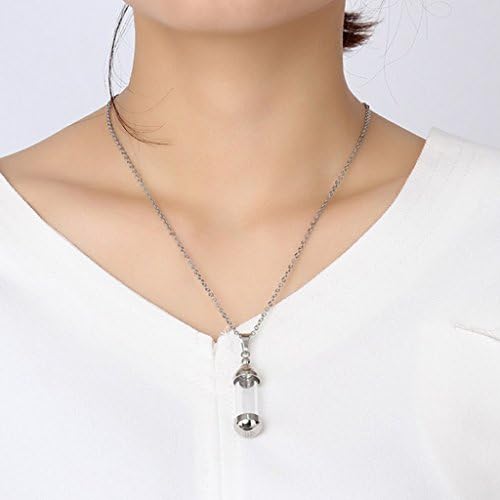 dailymall Stainless Steel Screw Cap Tube Glass Bottle Urn Vial Charms Pendant Necklace Keepsake Cremation Jewelry