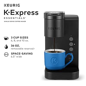 Keurig K-Express Essentials K25 Single Serve K-Cup Pod Coffee Maker, Black - 3 Cup Sizes 6, 8, & 10oz, 36 OZ Removable Reservoir - BROAG Random Color Water Bottle Keurig K Express Essentials K25 Single Serve K Cup Pod Coffee Maker Black 3 Cup Sizes 6 8 10oz 36 OZ Removable Reservoir BROAG Random Color Water Bottle