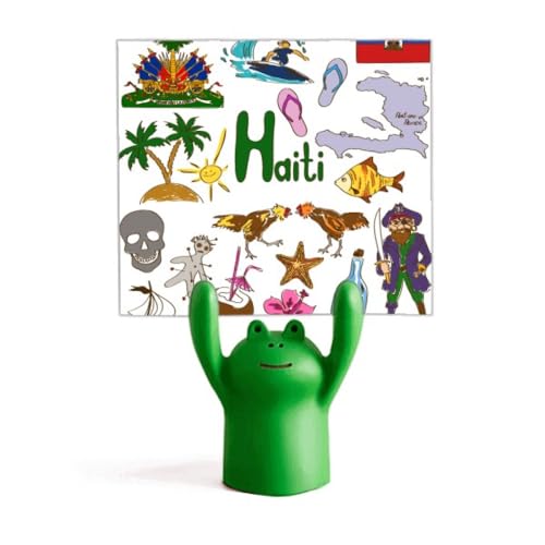 Support mémo drapeau Haïti grenouille, cadeau original mignon