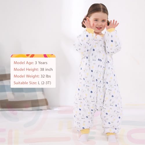 WONDAY Toddler Sleep Sack with Legs, 2.5 TOG Winter Wearable Blanket, Cozy Cotton Walker Sleep Sack for Boys & Girls 2T 3T — view 3