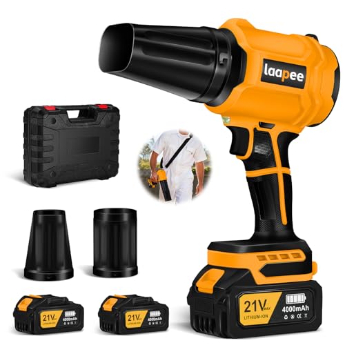 Leaf Blower Cordless,Battery Powered 800,000 RPM Electric Leaf Blower with 2 x 4.0Ah Battery and Charger Handheld Blowers for Lawn Care,Dust,Snow,Car Blowing Water with 2 Extended Nozzle,Orange
