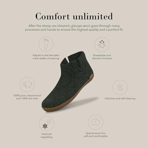 Image of Glerups 100% quality wool mix Boot Slipper with rubber sole - Unisex
