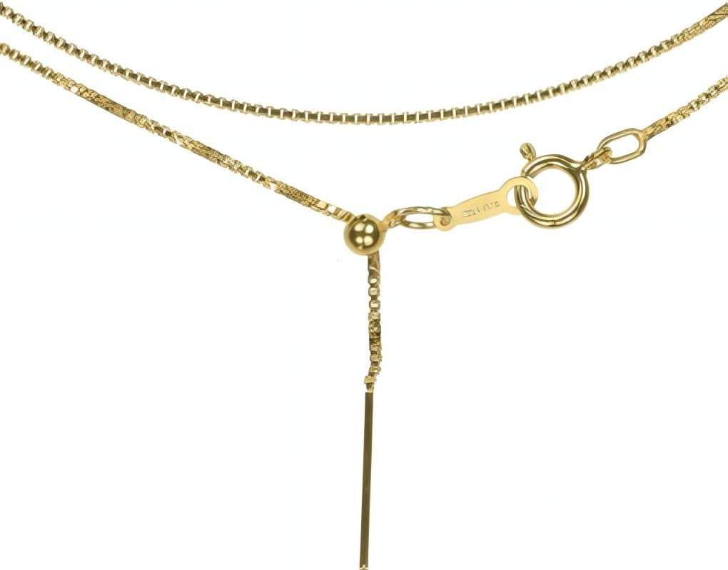 uGems 14K GF Add-A-Bead Adjustable Box Chain Necklace, 22-Inch Maximum Length with Secure Silicone Bead, DIY Jewelry Making Chain for Customizable Designs, SKU: j-4710