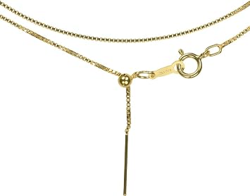 uGems 14K GF Add-A-Bead Adjustable Box Chain Necklace, 22-Inch Maximum Length with Secure Silicone Bead, DIY Jewelry Making Chain for Customizable Designs, SKU j-4710