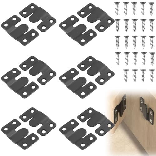 Lot de 6 paires de crochets de suspension pour cadre photo - Montage encastré - En acier inoxydable - Charge lourde - Avec vis - Pour miroir photo