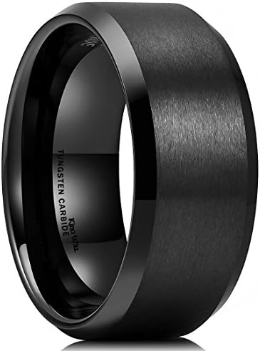 King Will Basic 10mm Tungsten Carbide Ring for Men Matte Polished Engagement Band Comfort Fit