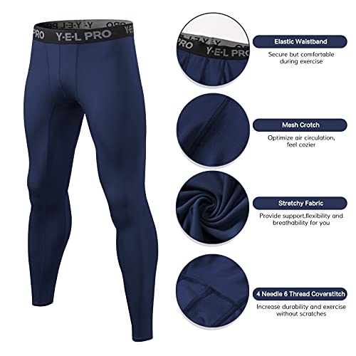 yeacher Calças de compressão masculinas Cool Dry Athletic Running Workout Collants Legging