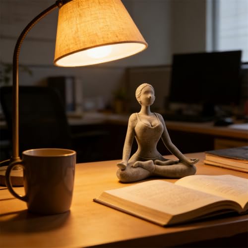 Estatua de Yoga de Piedra Arenisca Figura Meditación Mujer miniatura 5