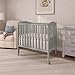 Dream On Me 2-in-1 Folding Portable Compact Mini Baby Crib in Cool Grey, GreenGuard Gold & BSA, US Patented Flat Folding System, Locking Wheels, 1″ Mattress Pad, Space-Saving Quck Fold Easy Storage
