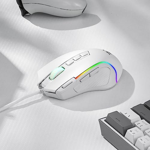 Image of Redragon M612 Predator RGB Gaming Mouse, 8000 DPI Wired Optical Mouse with 11 Programmable Buttons & 5 Backlit Modes, Software Supports DIY Keybinds Rapid Fire Button, White