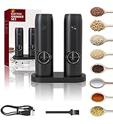 EYSOO Electric Salt and Pepper Grinder Set of 2 USB Rechargeable Salt Pepper Grinder Electric Pep...