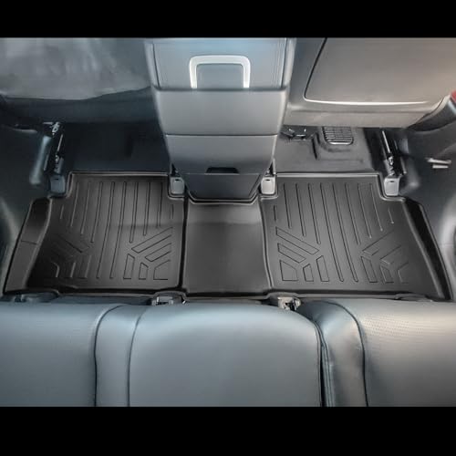 SMARTLINER All Weather Custom Fit Black 3 Row Floor Liner Set & Cargo Liner Behind 2nd Row Set Compatible with 2024 Hyundai Santa Fe Hybrid