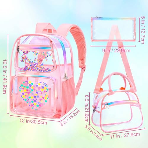 Image of AGSDON Clear Backpack, Heavy Duty Transparent Bookbag, See Through PVC Backpacks for Women Men
