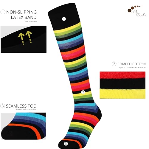 Image of Mysocks Unisex Extra Fine Combed Cotton Knee High Socks, Hand Linked Toe, Soft Latex Band