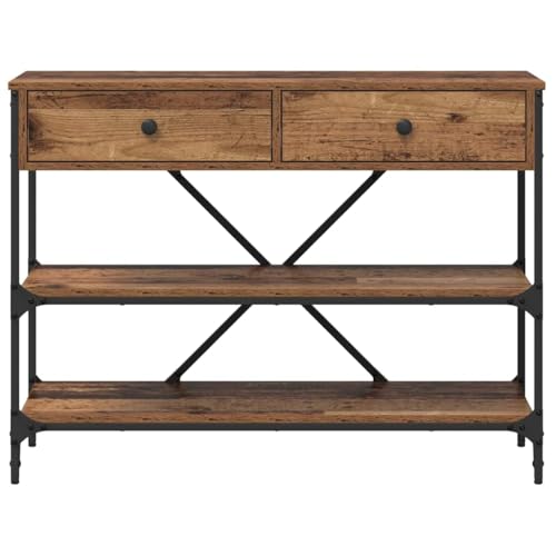 Mesa consola estrecha para ahorro de espacio con cajones de madera 7
