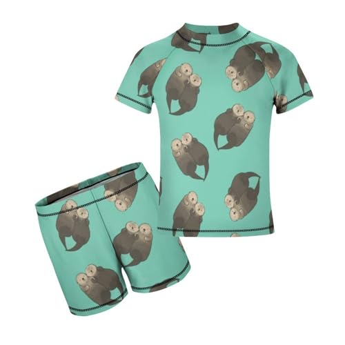 Otters Holding HandsChildren's Swimsuits Boys Two Piece Suit7-9Y（120cm）