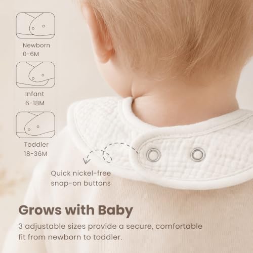 Image of Konssy 8-Pack Muslin Baby Bibs, Adjustable Fit for Drooling and Teething