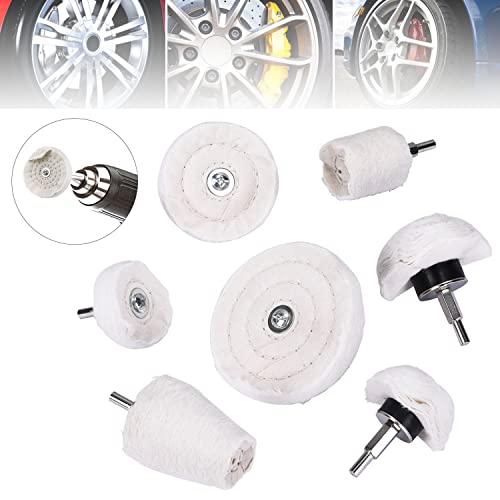 Aimocar Polierscheibe für bohrmaschine Polieraufsatz Akkuschrauber 7pcs Felgen Polieraufsatz Bohrmaschine Polier Wheel Polierkegel Polishing Buffing Pad Für Manifold Aluminium Edelstahl Chrom usw Cover