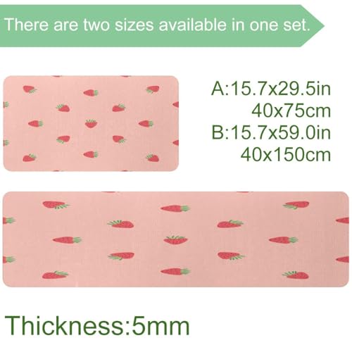Alfombrillas de cocina antideslizantes VAPOKF lavables de diseño rosa 4