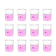 12pcs 100ml Upgrated Thick Glass Beakers, Griffin Low Form Beaker Set with Double Scale, 3.3 Boro, LVA005