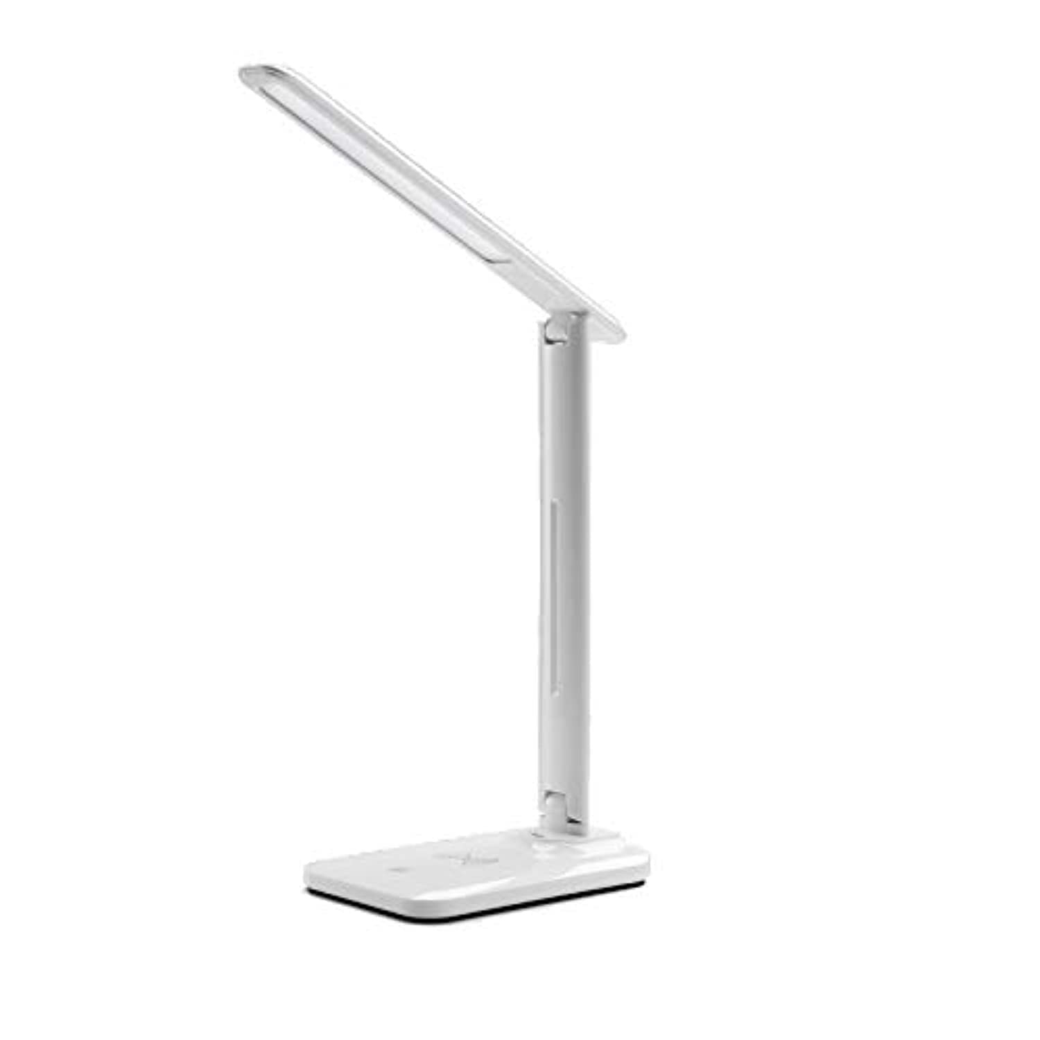 Vortex D10-WHITE LED Desk Lamp, Eye-Caring Table Lamps, Step Less Dimmable Office or Study Lamp with USB Charging Port, Touch Control,Wireless Output Power 10W,3 Colors Temperature Options,(White)