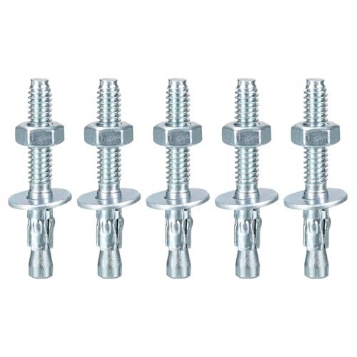 Dtgn DTF240126TT000769 1/4 Inch X 2 Inch Wedge Anchors - 5Pack - Good For Cement And Concrete Wall - Carbon Steel Zinc Plated Screw Bolt Nut Expansion Tube Fasteners cover