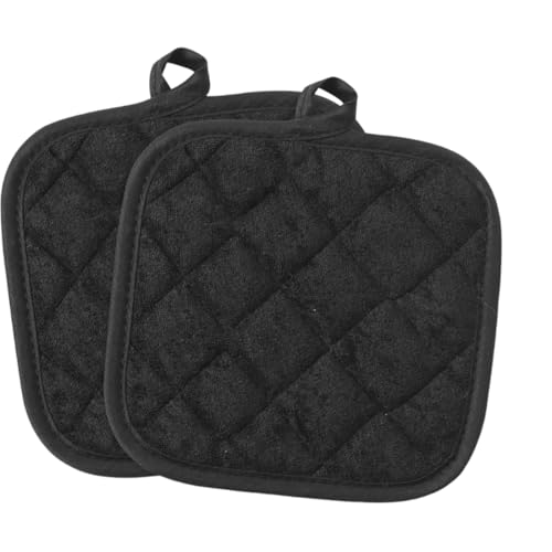 Presine da cucina, 2 Pezzi, antiscivolo, con fori di sospensione, Lavabili in Lavatrice, Sottopentola Isolanti per Cucina, Forno, Pentole, Presina da barbecue e microonde, Nero, 17x17 cm