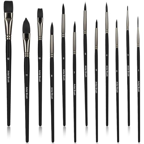 LIQWEI 12 Pcs Face Paint Brush Set, Face Painting Brushes Acrylic Paint Brushes, Detail Paints Brush...