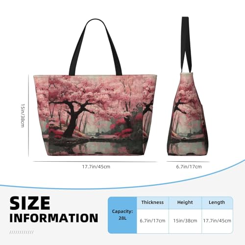 Grand sac fourre-tout de plage imperméable à cerises pour femme avec fermeture
