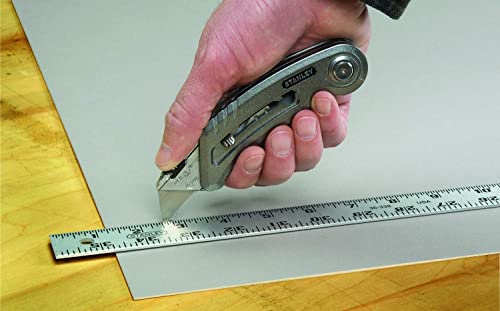 STANLEY Quickslide II Sportmesser Messer Arbeitsmesser (gezahnte Sportklinge, mit Sicherheitssystem für sicheres Arbeiten) 0-10-813
