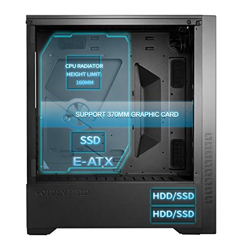 GOLDEN FIELD Z21 PC Case Gaming Computer Case EATX/ATX/MATX/ITX Mid Tower Case Tempered Glass Openable Side Panel