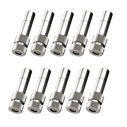 Image of skyblue Brass Misting Nozzle(10pcs) 0.3 mm Orifice 6mm Stem Size Water Sprayer Fogging Cleanable Anti-drips Ideal for Misting Lawn Gardens Greenhouse Air Cooling Systems(Pack Of 10)