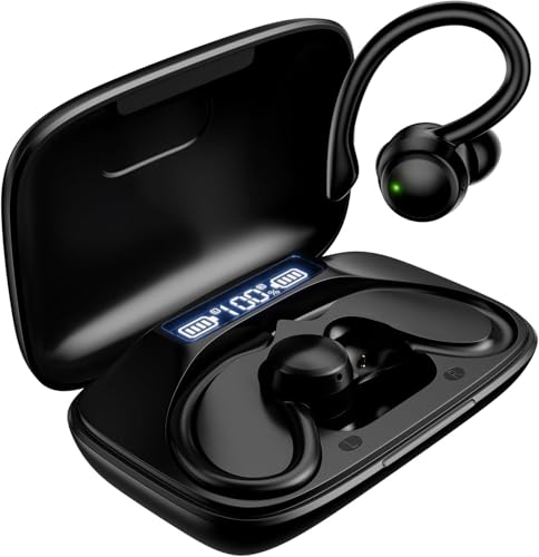 Image of Elevea 𝟏𝟓 𝐘𝐞𝐚𝐫𝐬 𝐆𝐮𝐚𝐫𝐚𝐧𝐭𝐞𝐞 Wireless Bluetooth Earbuds Hook Design, 48 Hours Playtime, Touch Control LED Display Case, Crystal Clear Calls Music Secure Fit