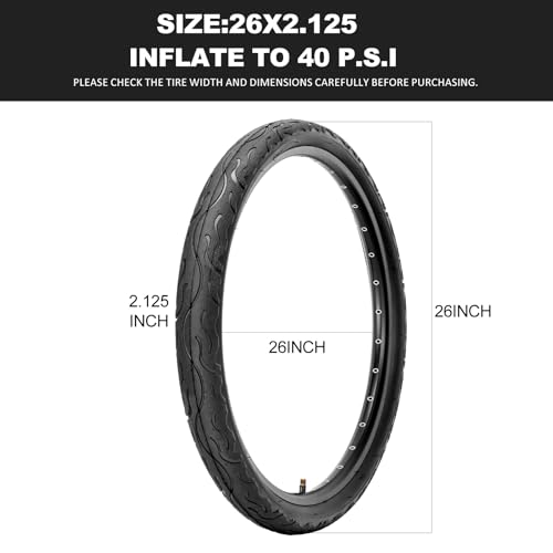 Hycline 26 Inch Bike Tires: 26×2.125 inch (57-559mm) Folding