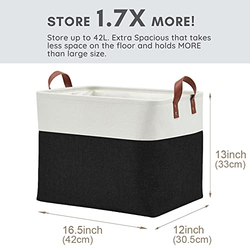 Image of DECOMOMO Storage Baskets | Large Storage Bins Fabric Baskets for Organizing Laundry Nursery Toys Cloth Linen Closet Organizers with Handles (Black & White, XXL - 3 Pack)