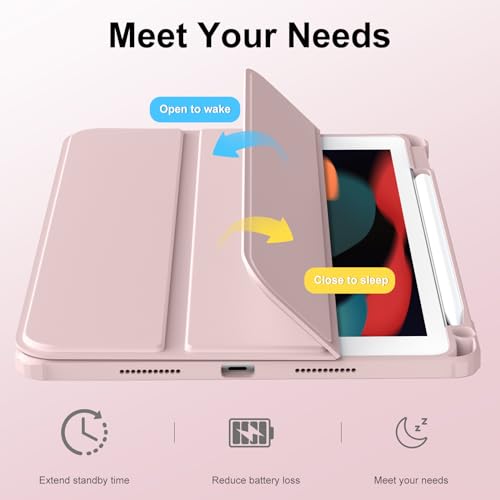 JKSML Case for iPad 9th/8th/7th Generation 10.2 Inch, Case with Pencil Holder for iPad 9/8/7 2021/2020/2019, Hard Back Cover, Auto Wake/Sleep, Pink by JKSML - Image 5