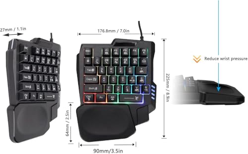 Sahara - 35-Key Ergonomic Wired Gaming Keyboard | LED Rainbow Backlight | Palm Rest | Ultima Series | Black - Image 8