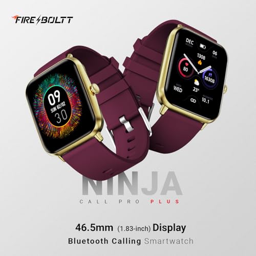 Fire-Boltt Ninja Call Pro Plus Bluetooth Calling Smart Watch, 1.83″ HD Display, AI Voice Assistant, 120+ Sports Modes, IP67 Waterproof, SpO2 & Heart Rate Monitor Smartwatch for Men & Women - Wine view 2