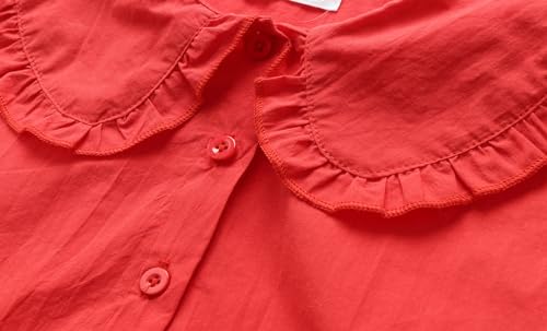 Image of Mud Kingdom Girls Blouse Shirts Spring Fall Long Sleeve Button-Down Top Ruffle Collar