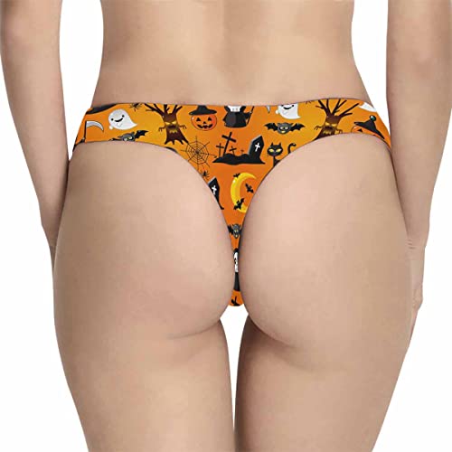 Interestprint Cartoon Halloween Pattern Womens Thongs Underwear Breathable Panties Xs #TOP1